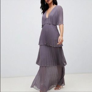 Soft pleated tiered dress